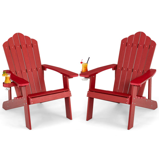 LIVSK Adirondack-stoelen - Weerbestendig HIPS-materiaal - Ergonomische Zitting - Draaibare Bekerhouder - Zwart