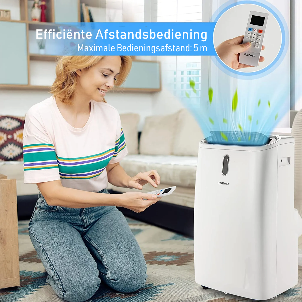 LIVSK Airconditioner Verwarming 5 in 1 - Afstandsbediening - 14000 BTU - Draagbaar - 40 ㎡ Capaciteit - Wit