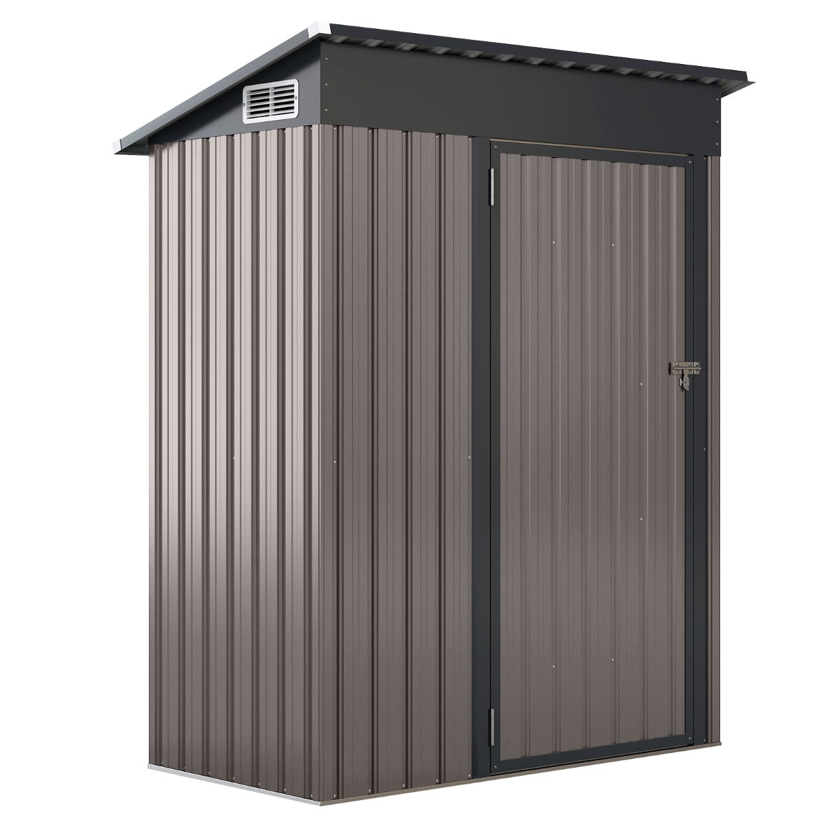 LIVSK all-weather opslagschuur - Duurzaam verzinkt ijzer - Schuin dak met ventilatie - 1,5 m³ - 150 x 90,5 x 185 cm - Lichtgrijs