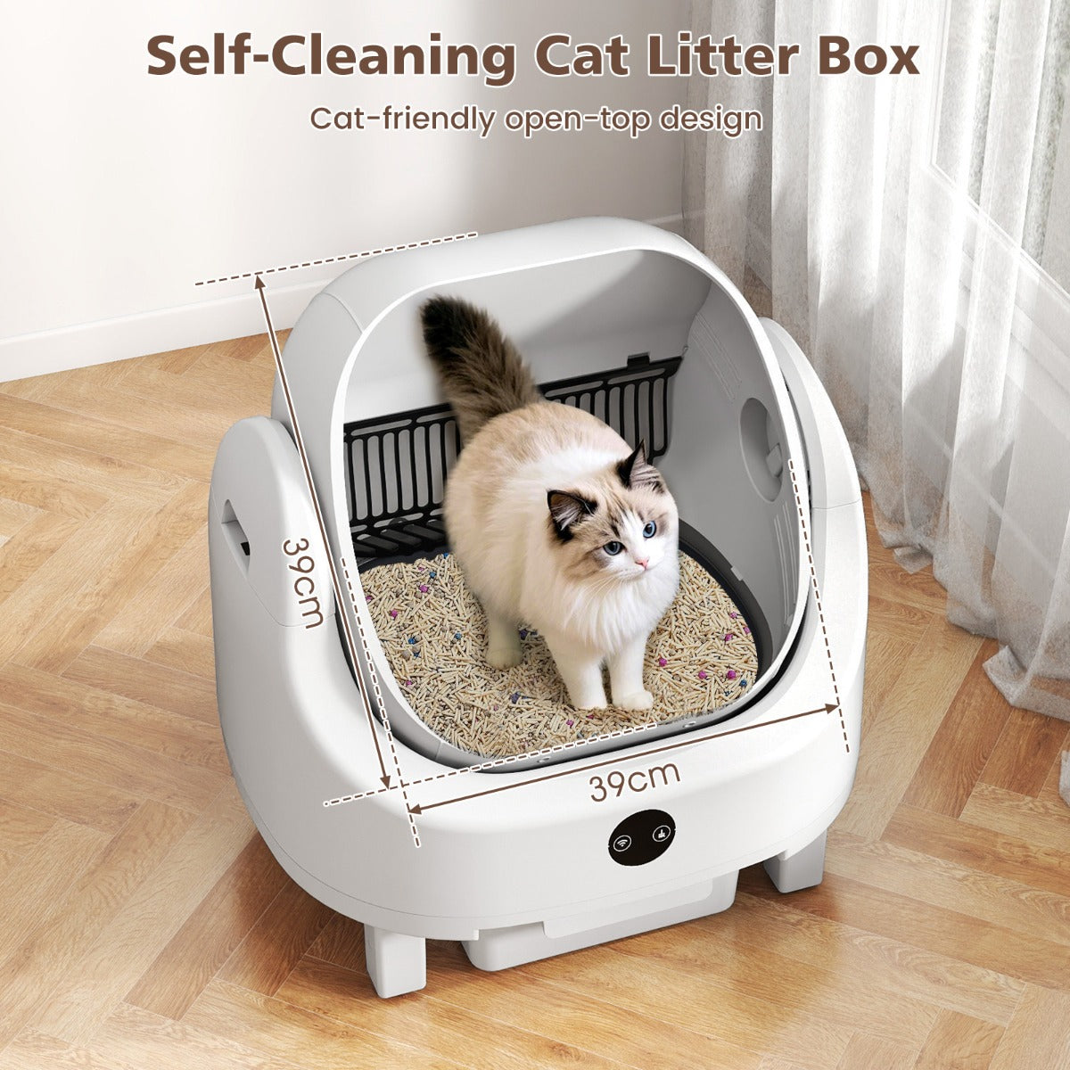 LIVSK Automatische Kattenbak - Eenvoudig Schoonmaken - Veiligheidssensoren - App-Bediening - Capaciteit 8L - Wit