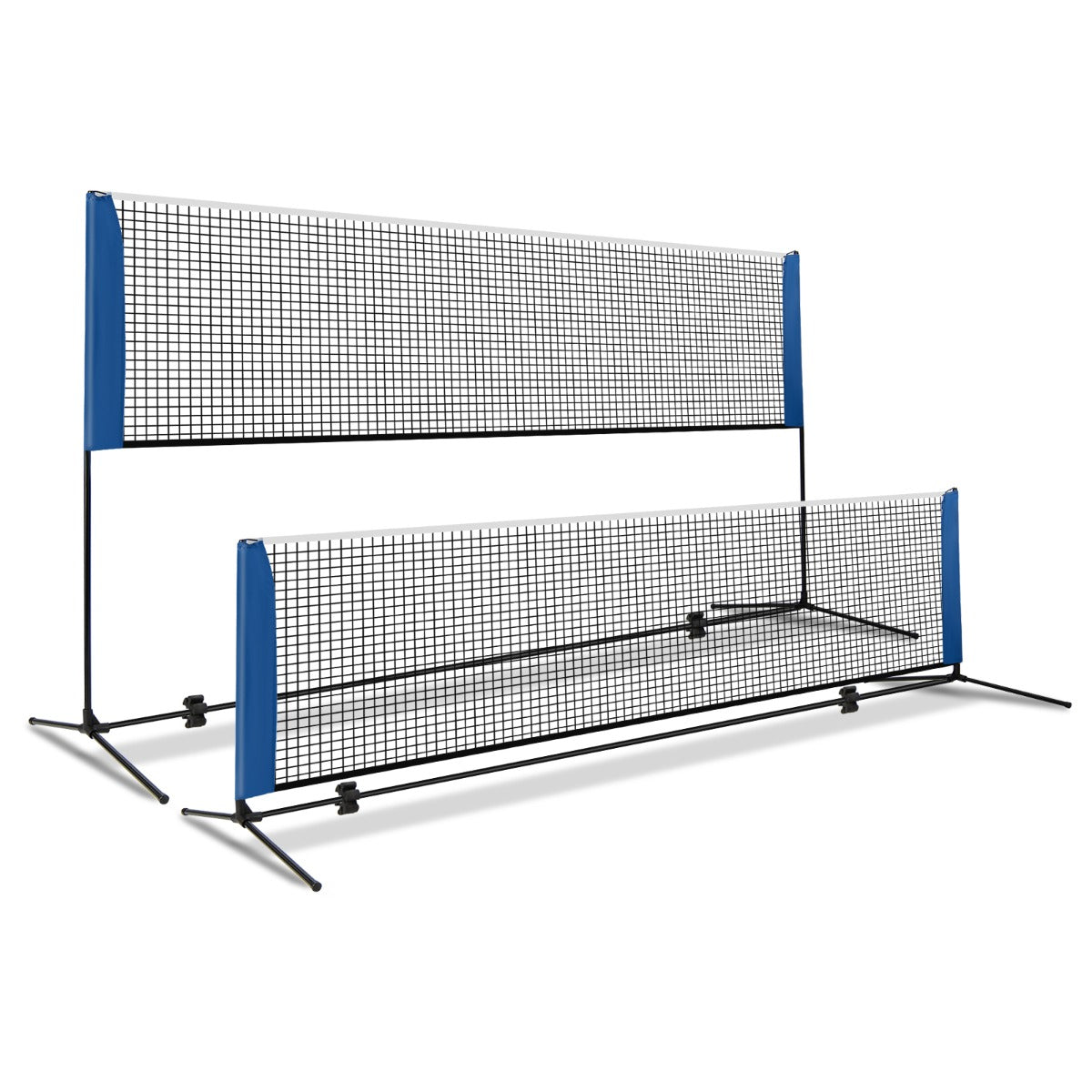 LIVSK Badmintonset 510 cm - Hoogte Verstelbaar - Duurzaam PE Gaas - Inclusief Draagtas en Shuttlecoats - Blauw