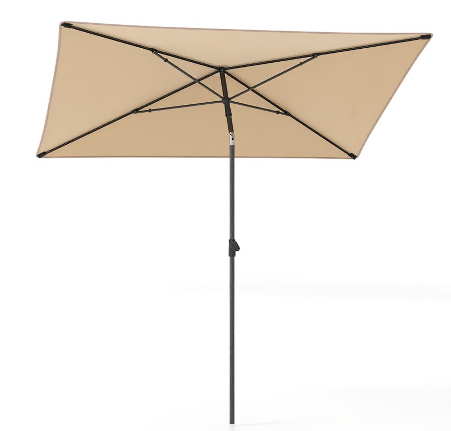 LIVSK Balkon Parasol - Rechthoekig - Polyester met Zilvercoating - Drukknop Kanteling - Draagbaar Ontwerp - Beige