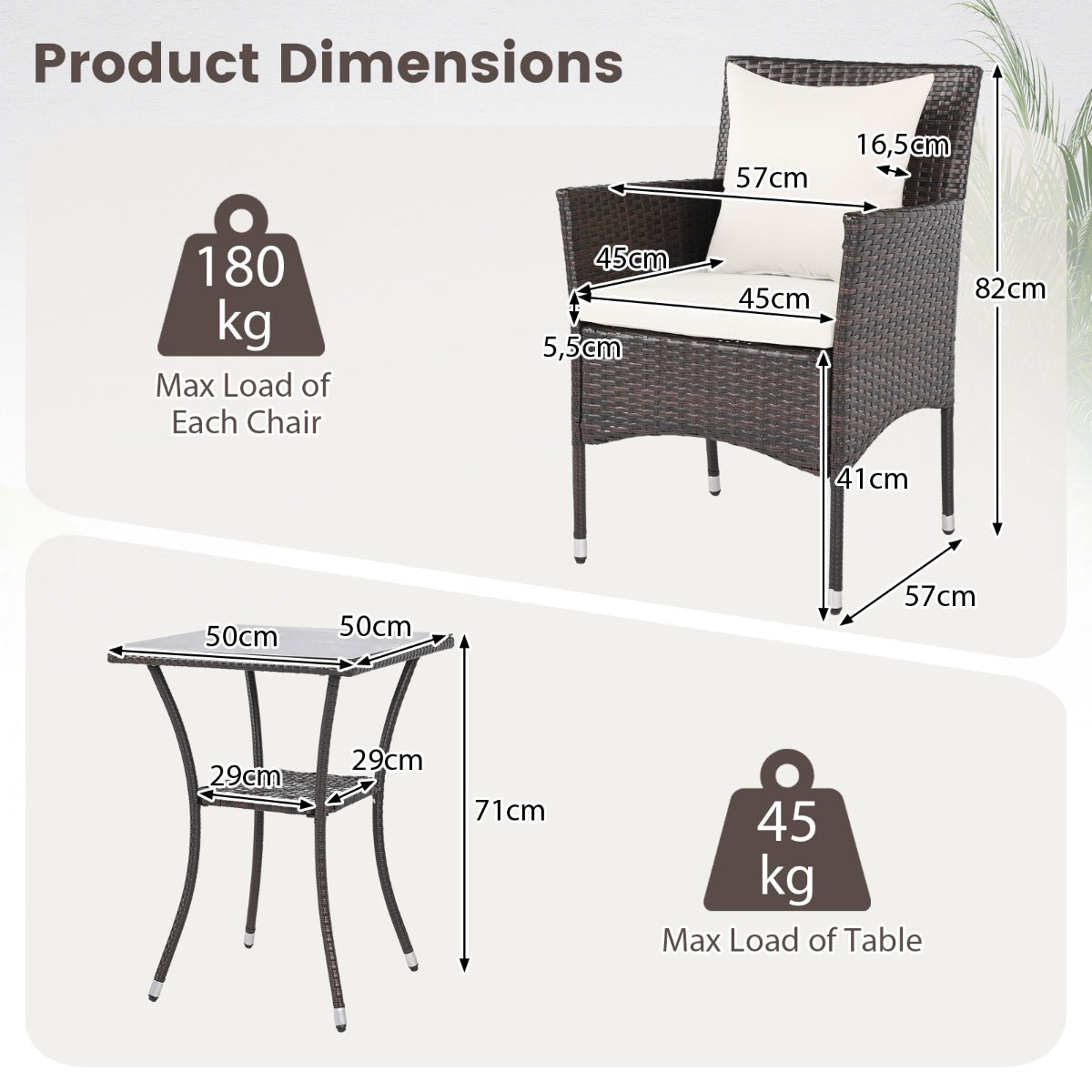 LIVSK Balkonmeubelset - Handgeweven PE-Rotan - Ergonomische Fauteuils - Stabiel Metalen Frame - Mix Bruin