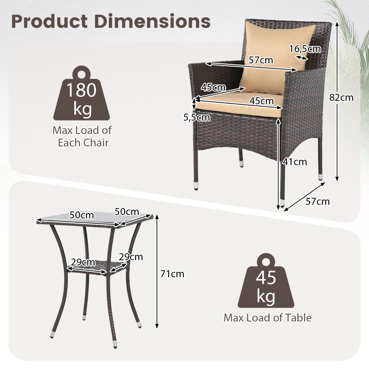 LIVSK Balkonmeubelset - Handgeweven PE-rotan - Ergonomische Fauteuils - Stabiele Metaalconstructie - Mix Bruin en Geel
