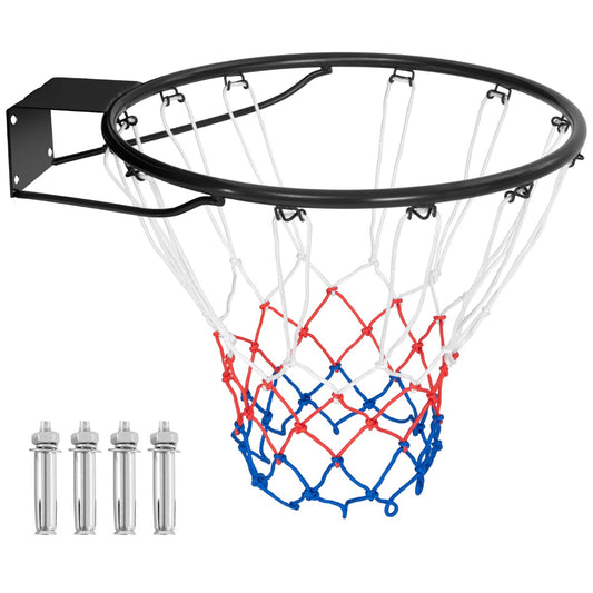 LIVSK Basketbalring voor Wandmontage - Robuust Metaal - Weerbestendig Net - Eenvoudige Installatie - 58 x 48 x 10 cm - Zwart