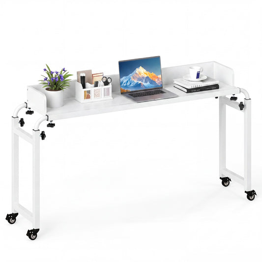 LIVSK Bedtafel met Wielen - Verstelbare Hoogte en Lengte - Robuust Metalen Frame - Ruime Werkruimte - Rustiek Bruin & Zwart