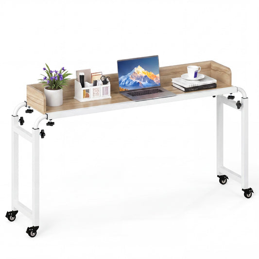 LIVSK Bedtafel op Wieltjes - Verstelbare Hoogte en Lengte - Ruime Werkruimte - Vergrendelbare Wielen - Rustiek Bruin & Zwart