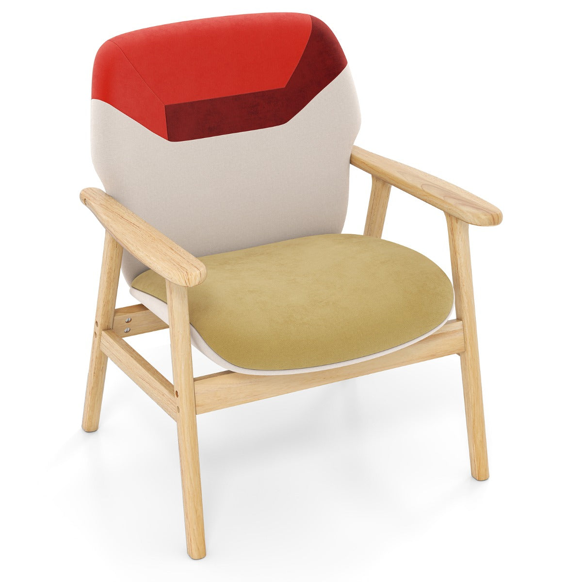 LIVSK Bijzetstoel - Rubberhouten Frame - Hoogwaardig Polyester - Ergonomische Rugleuning - Draagvermogen 150 kg - Multicolor