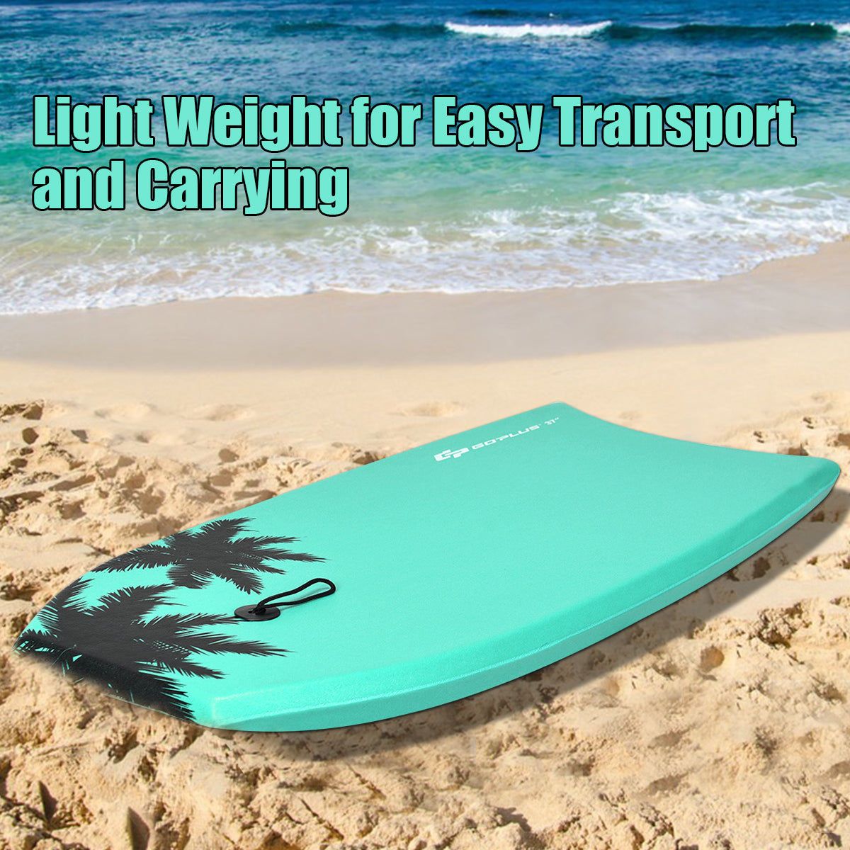 LIVSK Bodyboard - Hoogwaardige EPS-kern - Inclusief Riem en Polskoord - Lichtgewicht en Duurzaam - 94 x 47 x 5,5 cm - Groen