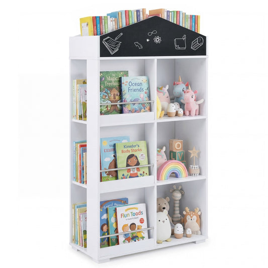 LIVSK Boekenkast in Huisvorm - 3 Planken - Ingebouwd Krijtbord - Veilig en Toegankelijk - Wit