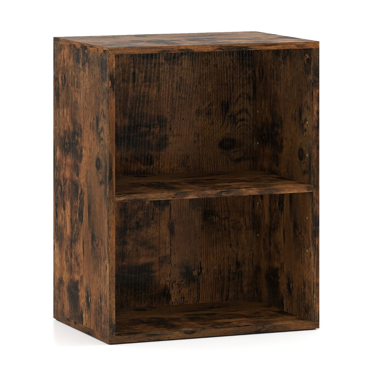 LIVSK Boekenkast - Verstelbare Plank - 2 Open Vakken - Houtnerf Afwerking - 42 x 29,5 x 53,5 cm - Rustiek Bruin