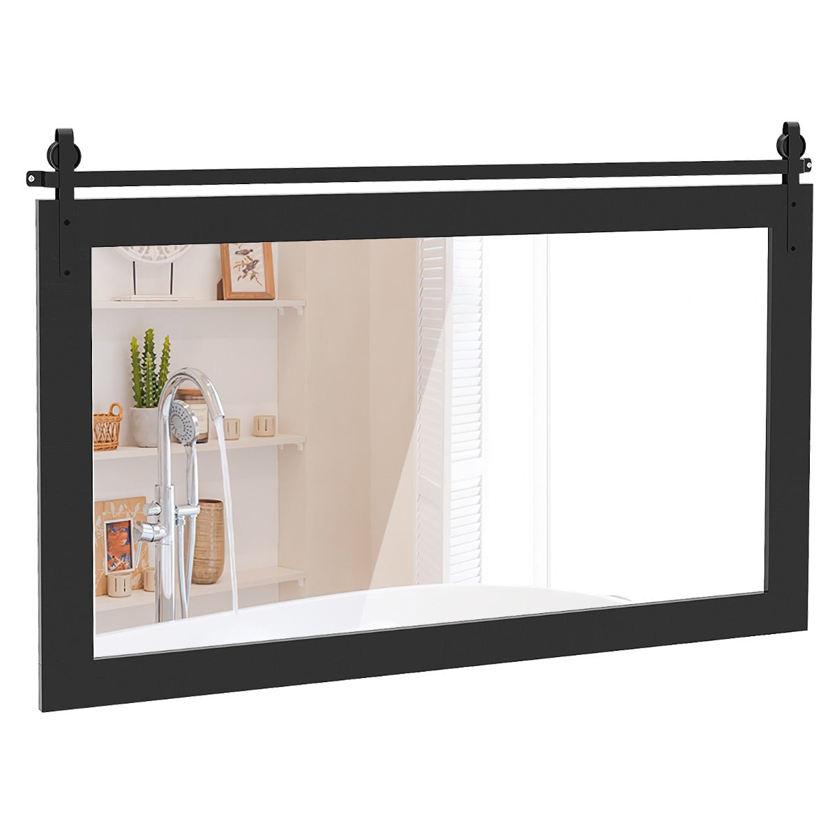 LIVSK Boerderij-Wandspiegel - Massief Houten Frame - Hoge Kwaliteit Spiegel - Eenvoudige Installatie - 100 x 66 cm -