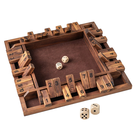 LIVSK Bordspel “Shut the Box” - Voor 2-4 Spelers - Educatief & Vermakelijk - Stevig Grenenhout - Compact 30 x 30 x 3,8 cm -