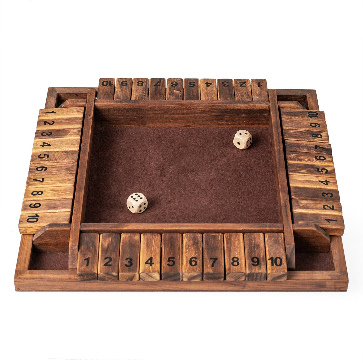 LIVSK Bordspel “Shut the Box” - Voor 2-4 Spelers - Educatief & Vermakelijk - Stevig Grenenhout - Compact 30 x 30 x 3,8 cm -