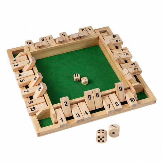 LIVSK Bordspel “Shut the Box” - Voor 2-4 Spelers - Grenenhout - Eenvoudige Regels - Compact Ontwerp - Naturel