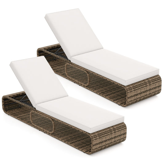 LIVSK Buitenligstoel - 7 Verstelbare Standen - PE-Rotan - Robuust Metaal - Draagvermogen 180 kg - Beige/Grijs/Wit