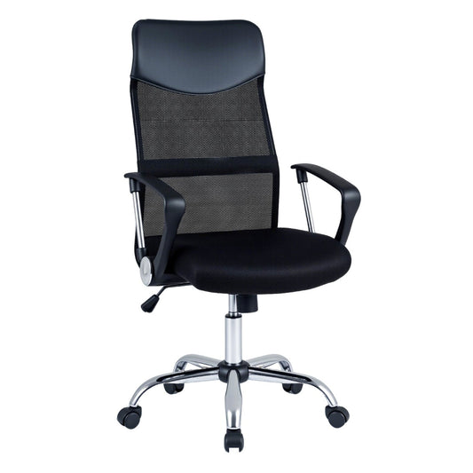 LIVSK Bureaustoel - Ergonomisch Ontwerp - Verstelbare Zithoogte 48-58 cm - Robuust Metalen Voetkruis - Zwart