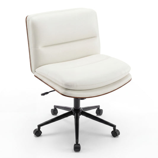 LIVSK Bureaustoel - Hoogte Verstelbaar - Ergonomisch Ontwerp - 360° Draaifunctie - Kunstleren Bekleding - Zwart/Wit