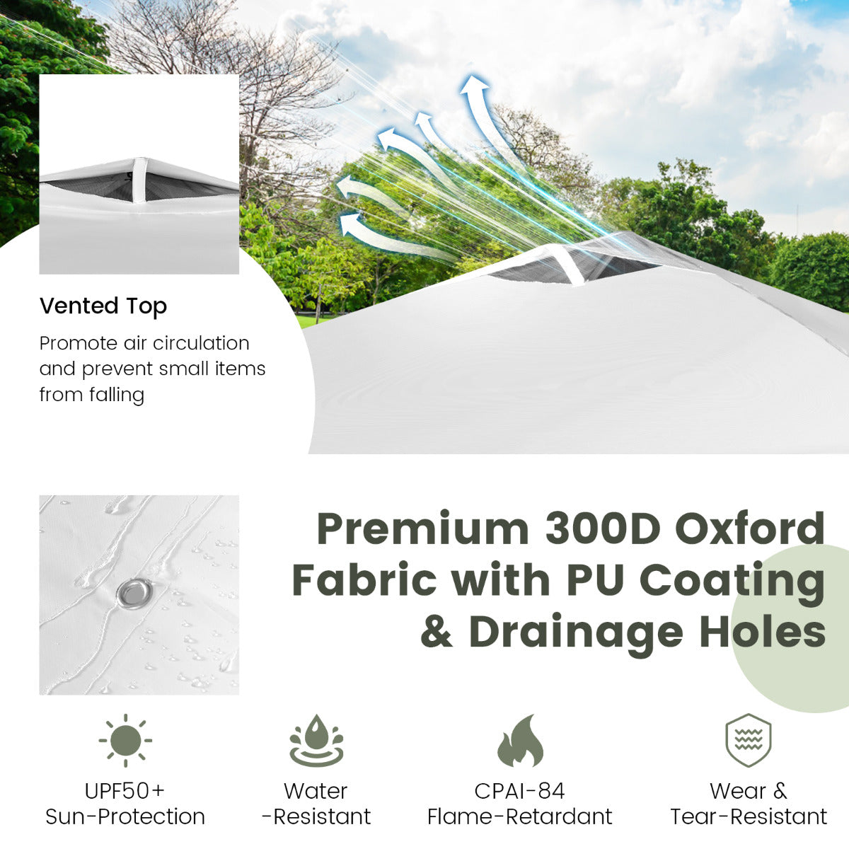 LIVSK Commerciële Paviljoen - Pop-up Design - Waterdicht Oxford - Inclusief Draagtas en Windbestendige Touwen - Wit