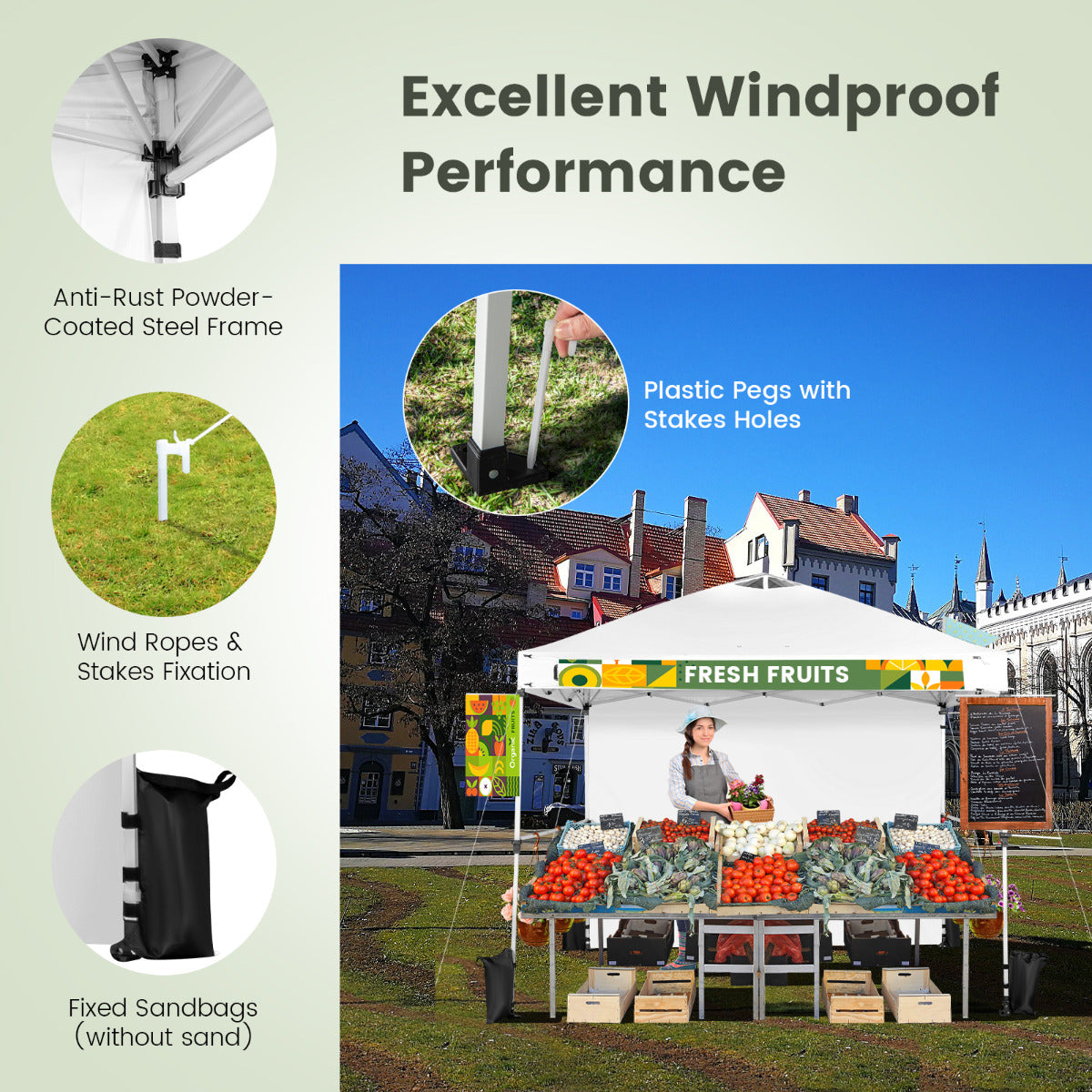 LIVSK Commerciële Paviljoen - Pop-up Design - Waterdicht Oxford - Inclusief Draagtas en Windbestendige Touwen - Wit