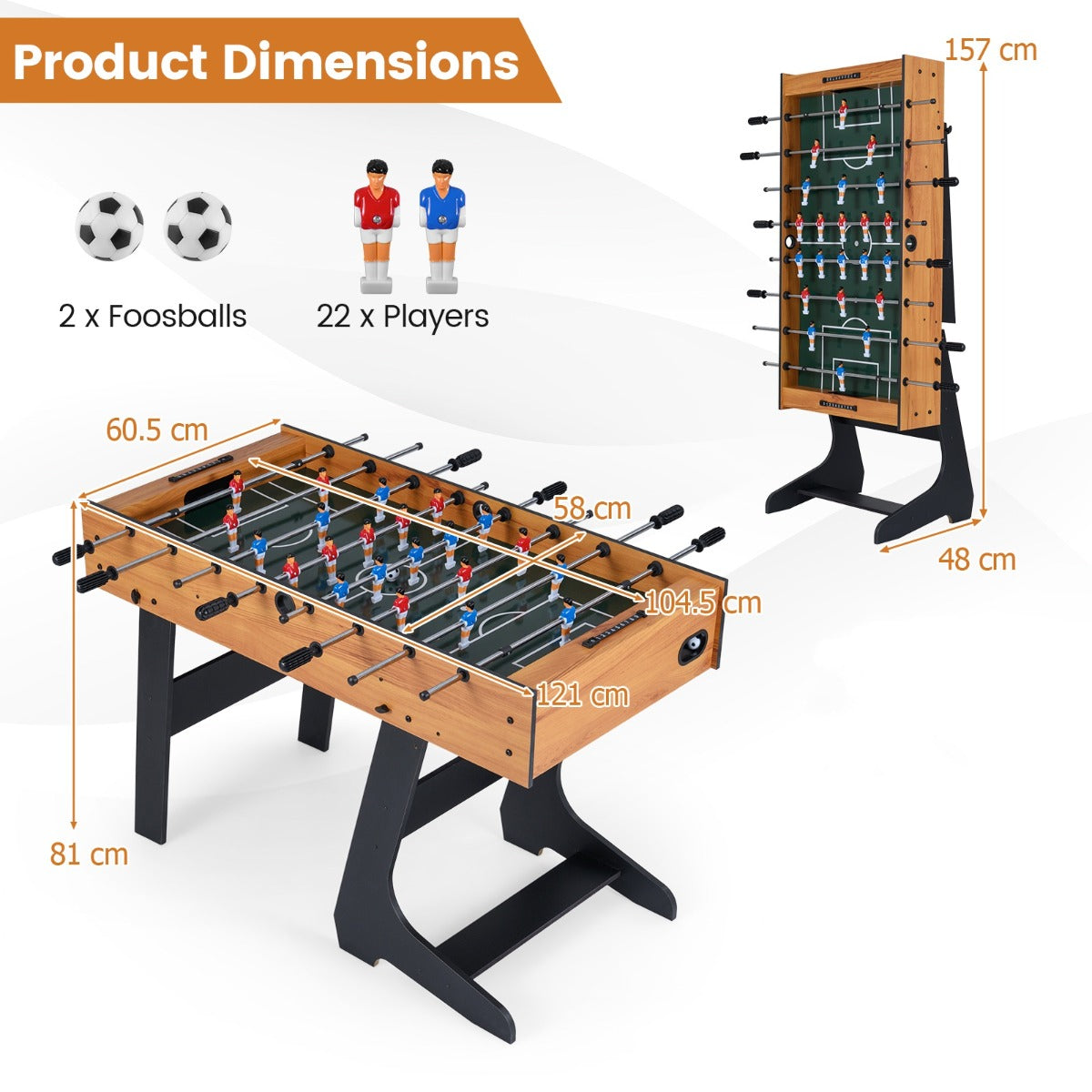 LIVSK Compacte Tafelvoetbaltafel - Stevig MDF-frame - Opvouwmechanisme - Ergonomische Handgrepen - Geschikt voor 2-4 Spelers -