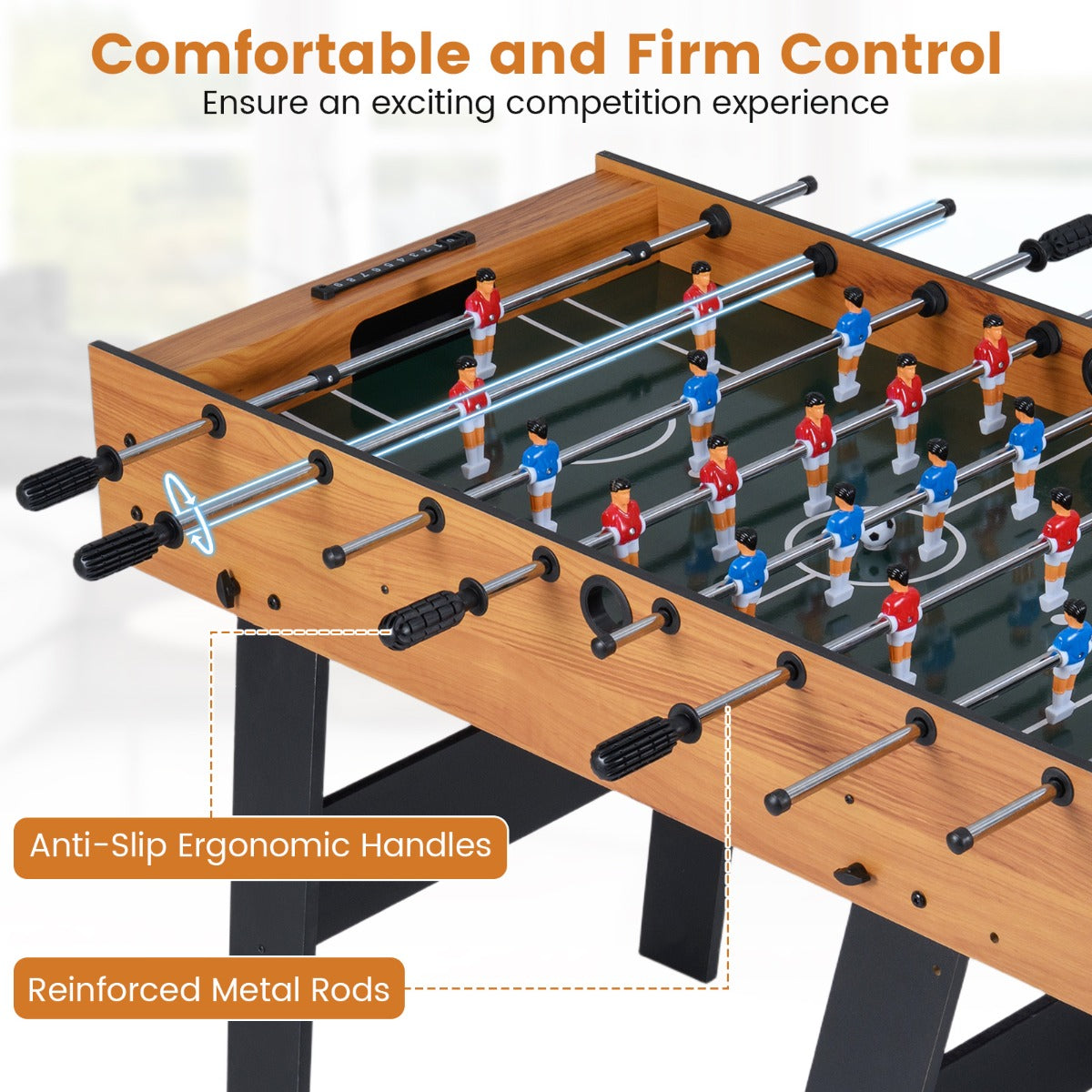 LIVSK Compacte Tafelvoetbaltafel - Stevig MDF-frame - Opvouwmechanisme - Ergonomische Handgrepen - Geschikt voor 2-4 Spelers -