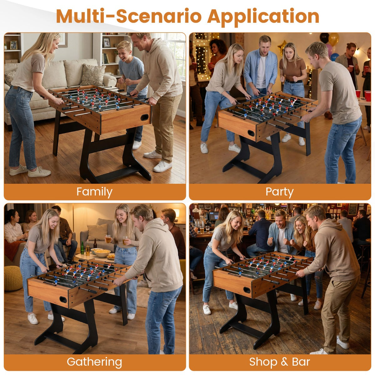 LIVSK Compacte Tafelvoetbaltafel - Stevig MDF-frame - Opvouwmechanisme - Ergonomische Handgrepen - Geschikt voor 2-4 Spelers -