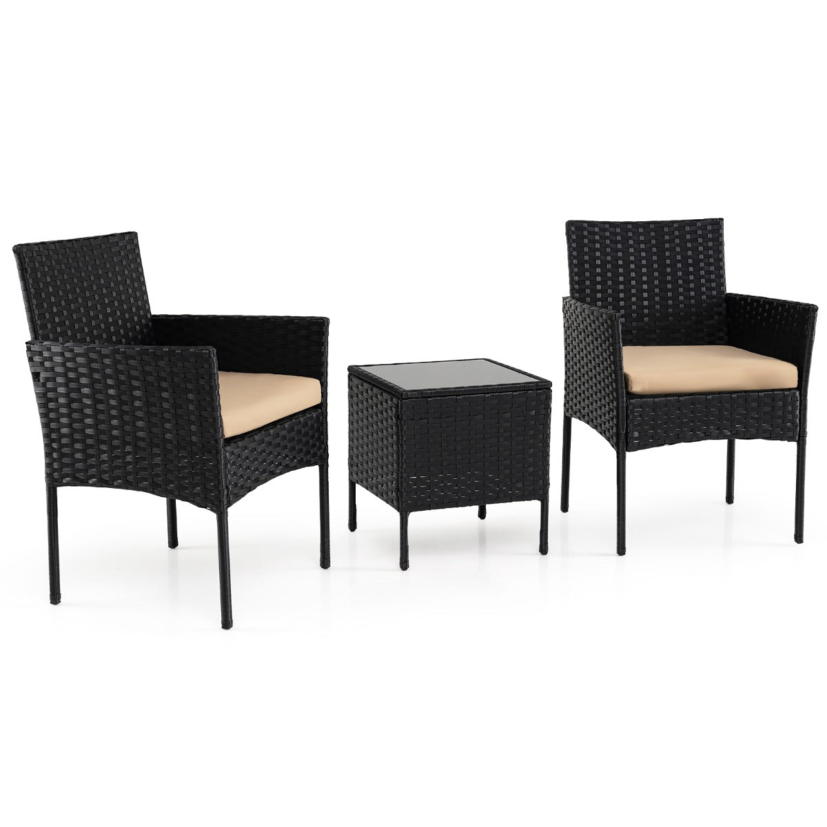 LIVSK Complete Tuinset - Handgemaakt Rotan - Ergonomisch Zitcomfort - Wasbare Kussens - Antislipvoetjes - Grijs