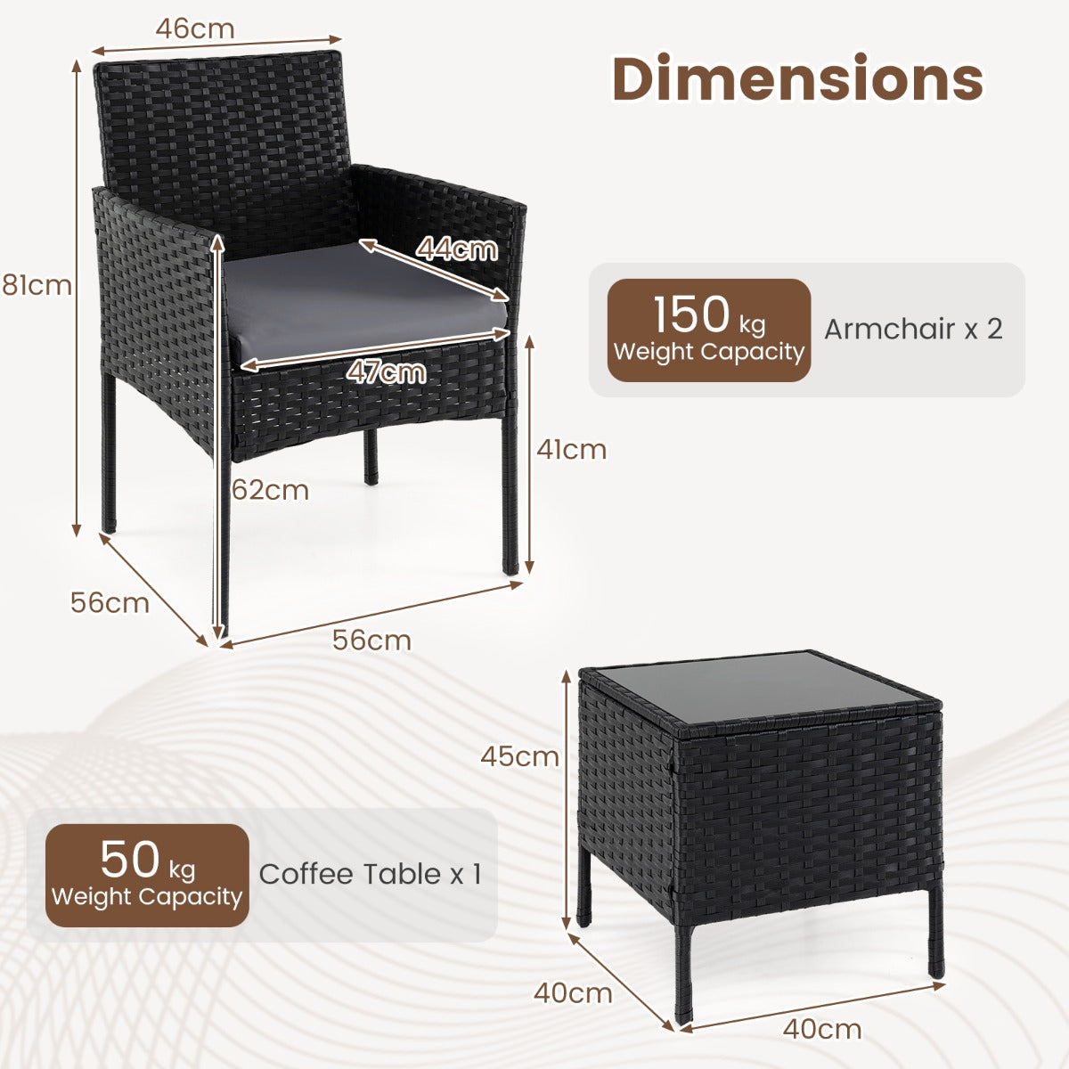 LIVSK Complete Tuinset - Handgemaakt Rotan - Ergonomisch Zitcomfort - Wasbare Kussens - Metaal en Glas - Grijs