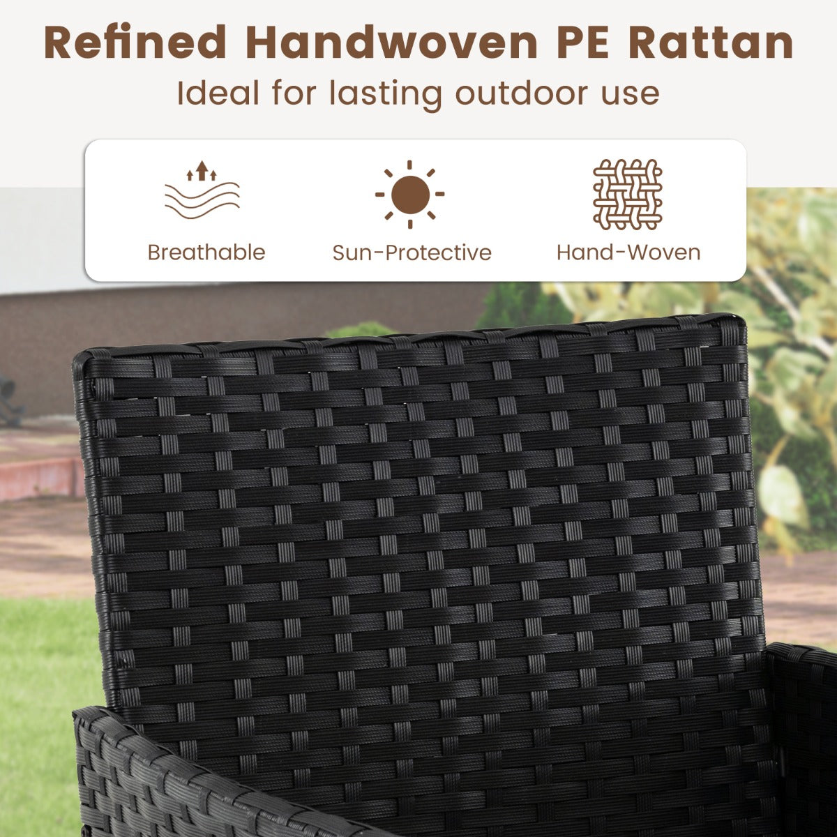LIVSK Complete Tuinset - Handgemaakt Rotan - Ergonomisch Zitcomfort - Wasbare Kussens - Metaal en Glas - Grijs