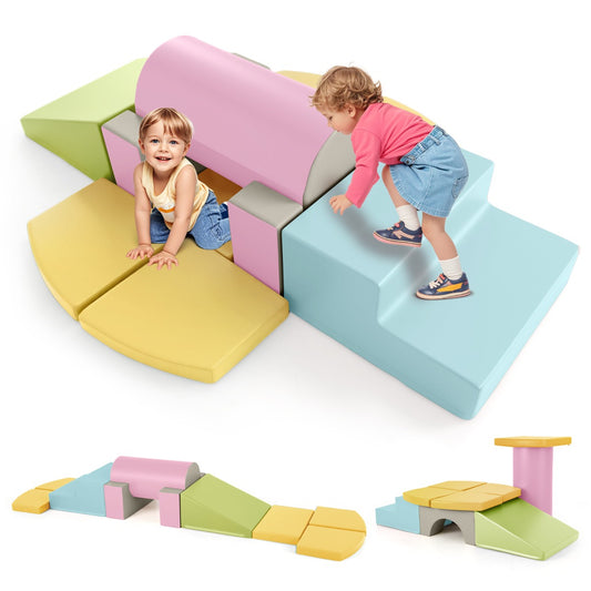 Livsk costway 10 delige klimset van schuimrubber geschikt voor peuters zachte bouwblokken van schuimrubber