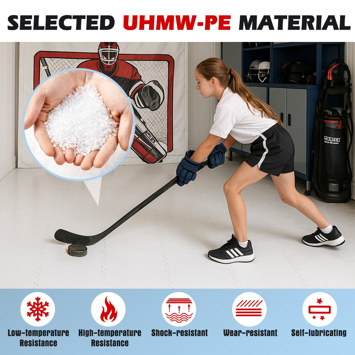 LIVSK Hockey Trainingsmat - Synthetische IJs Tegels - Uitbreidbaar en Duurzaam - Puzzelsysteem - Voor Binnen en Buiten - Wit