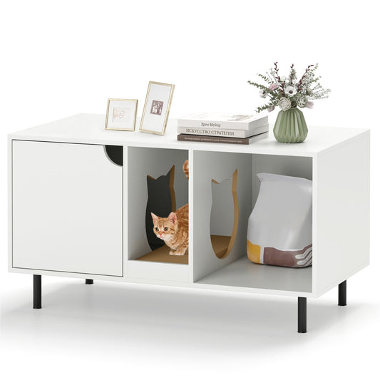 LIVSK Kattenbakkast met Krabpaal - 2-delig Ontwerp - Verbeterde Privacy - Multifunctioneel - 100 x 52 x 55 cm - Houtkleur