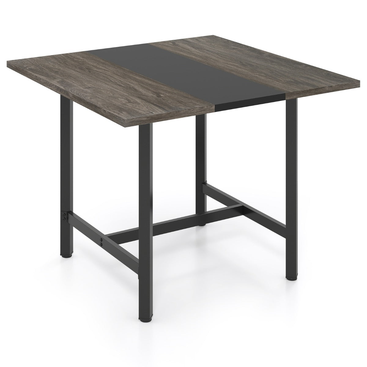 Livsk costway 100 cm vierkante vergadertafel vergadertafel met versterkt tafelblad en robuust metalen onderstel grijs 1 1