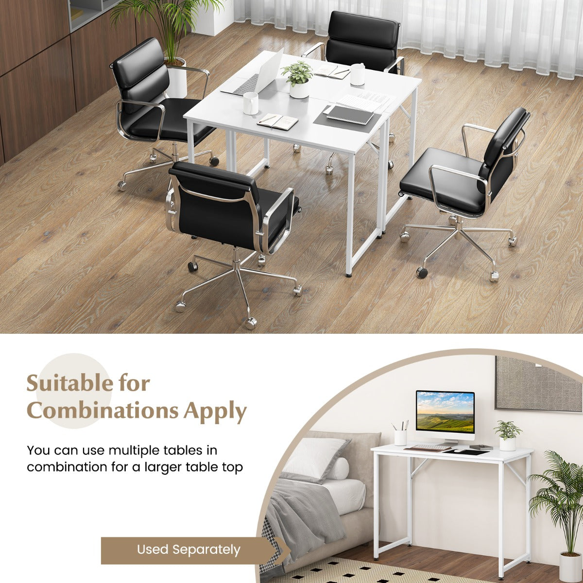 LIVSK Bureau met Metalen Frame - Ruim Bureaublad - Combineerbaar - Eenvoudig te Monteren - 100 x 50 x 77 cm - Zwart