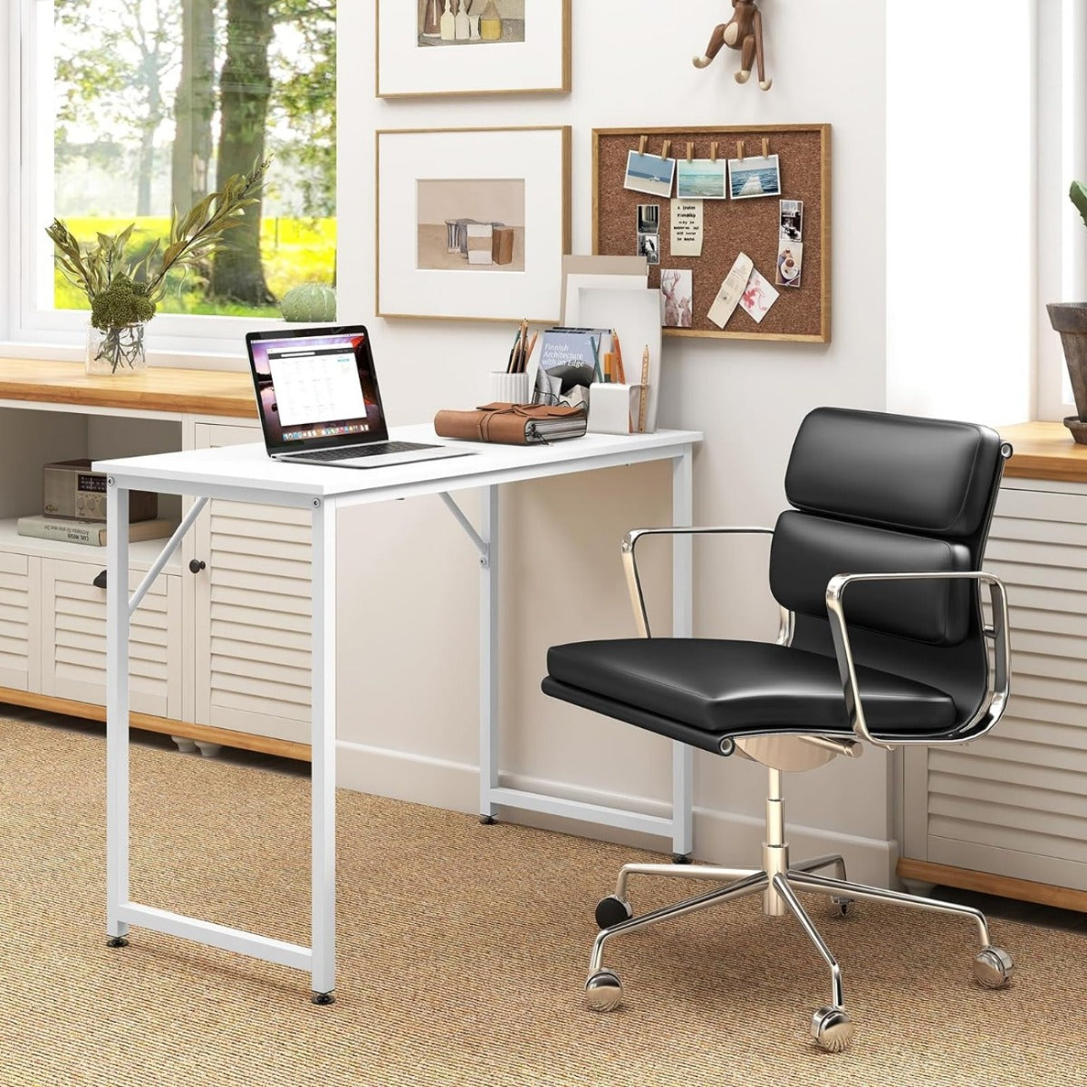 LIVSK Bureau met Metalen Frame - Ruim Bureaublad - Combineerbaar - Eenvoudig te Monteren - 100 x 50 x 77 cm - Zwart