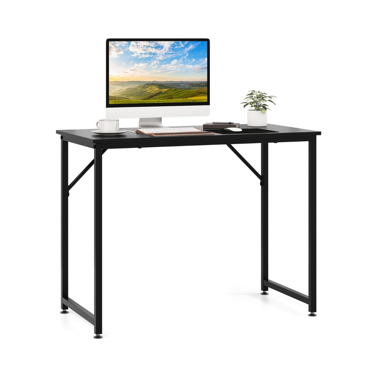 LIVSK Bureau met Stevig Metalen Frame - Ruim Blad en Onderste Ruimte - Eenvoudig te Monteren - 100 x 50 x 77 cm - Zwart