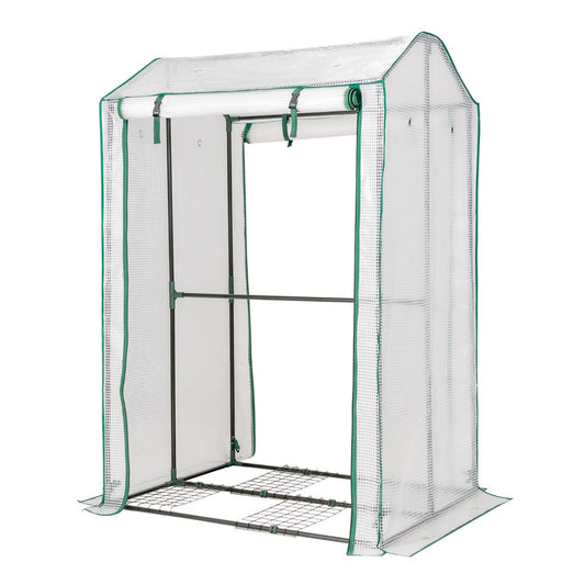 LIVSK Tuinserre - Ruimte voor Planten met Oprolbare Deuren en Luchtgaten - Duurzaam PE-Materiaal - 100 x 81 x 150 cm - Wit