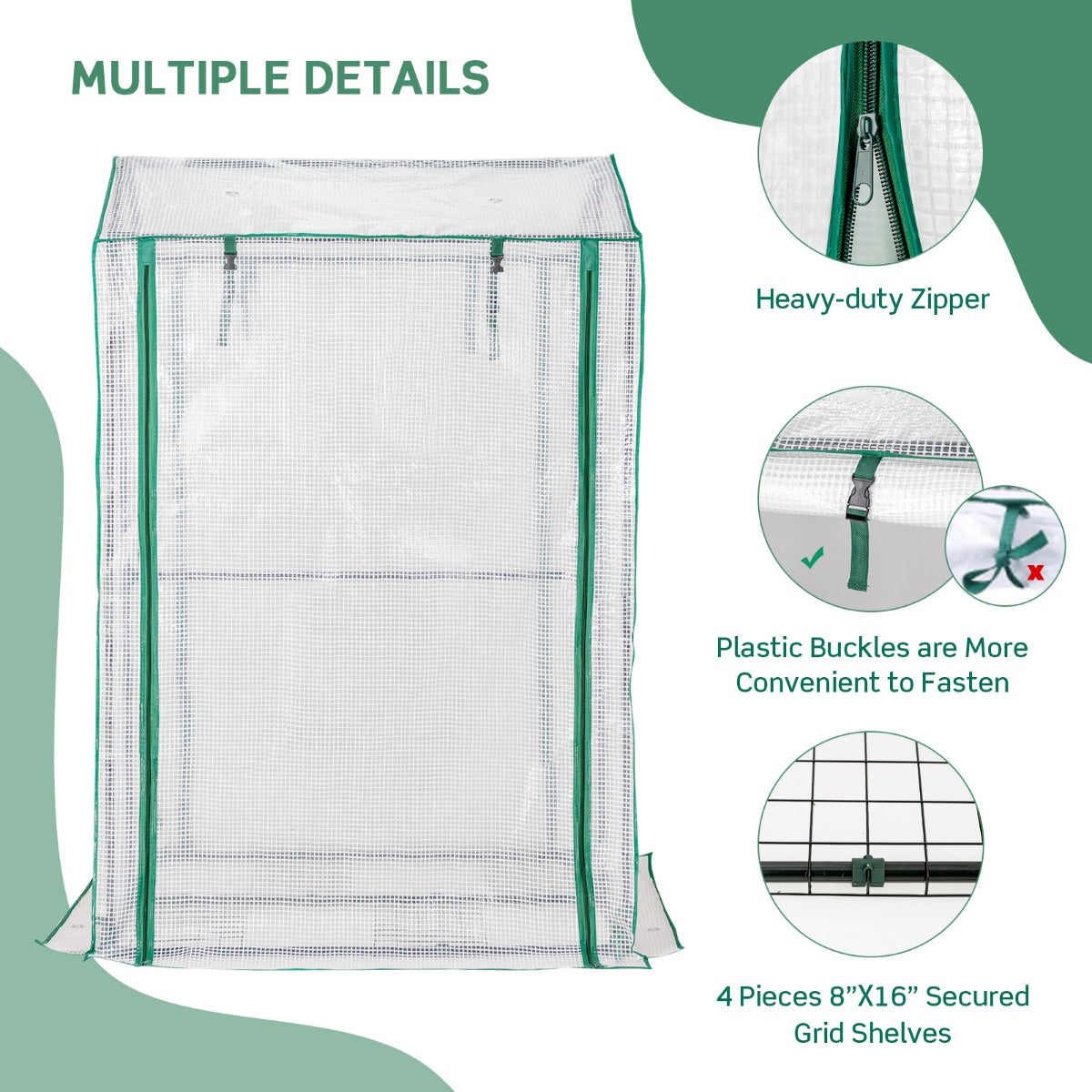 LIVSK Tuinserre - Ruimte voor Planten met Oprolbare Deuren en Luchtgaten - Duurzaam PE-Materiaal - 100 x 81 x 150 cm - Wit