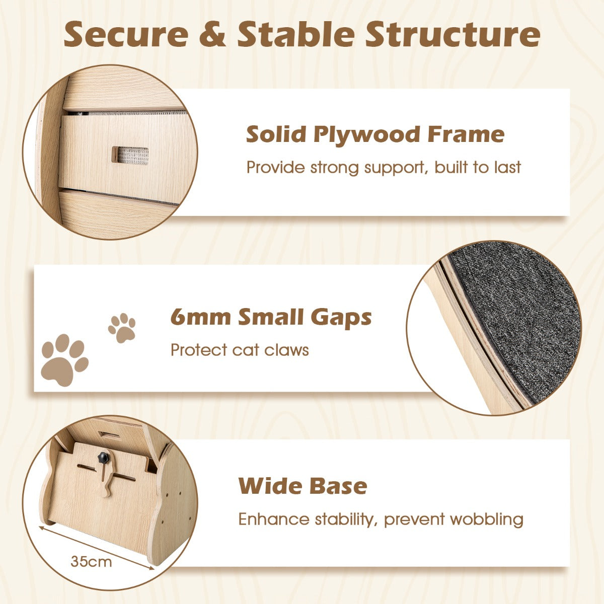 Livsk costway 101 cm groot trainingswiel voor katten kattenloopband met vergrendelbaar mechanisme gelambriste loopvlak 4