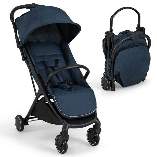 LIVSK Lichtgewicht Kinderwagen - Inklapbaar met Eén Hand - Verstelbare Rugleuning - Schokabsorberende Wielen - Tot 15 kg - Zwart