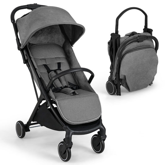 LIVSK Lichtgewicht Kinderwagen - Zwaartekracht Inklapbaar - Verstelbare Rugleuning - Schokabsorberende Wielen - Tot 15 kg - Zwart
