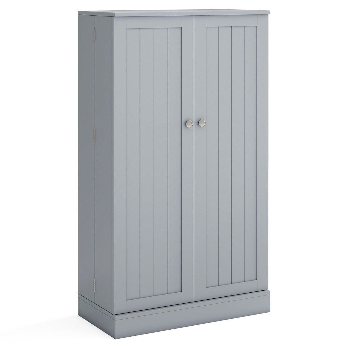 Livsk costway 104 cm hoge voorraadkast keukenkast met deuren en verstelbare planken vrijstaand buffet sideboard grijs 1 1