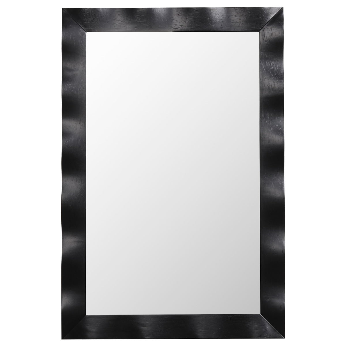 LIVSK Boerderijstijl Wandspiegel - Natuurlijk Rubberhout - Flexibele Ophangmogelijkheden - 106 x 71,5 cm - Zwart