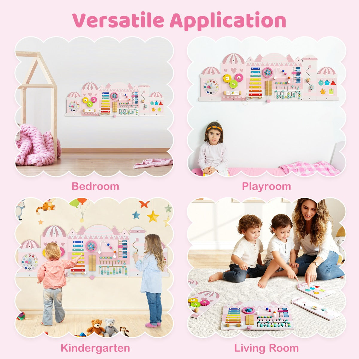 Livsk costway 11 in 1 montessori houten activiteitenwand voor peuters 4