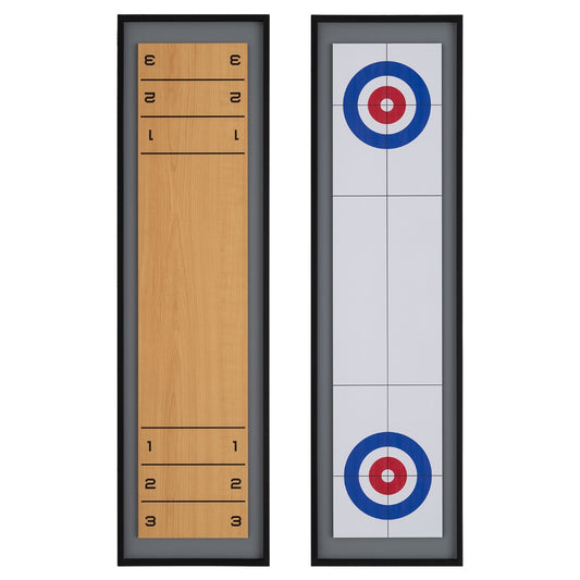 Livsk costway 114 cm tafel shuffleboard curling 2 in 1 bordspel met 8 schijven draagbare houten shuffleboard curling combiset
