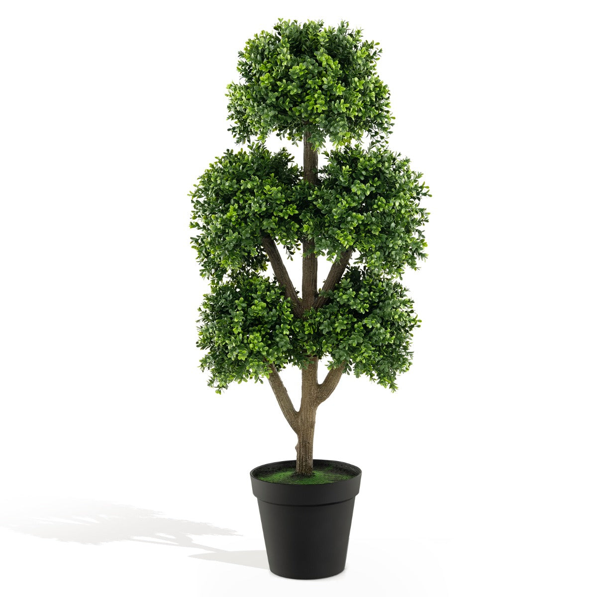 LIVSK Kunstmatige Buxus Balboom - Realistische Uiterlijk met Groene Bladeren - Onderhoudsvrij - Stabiliteit met Cement Pot - 115