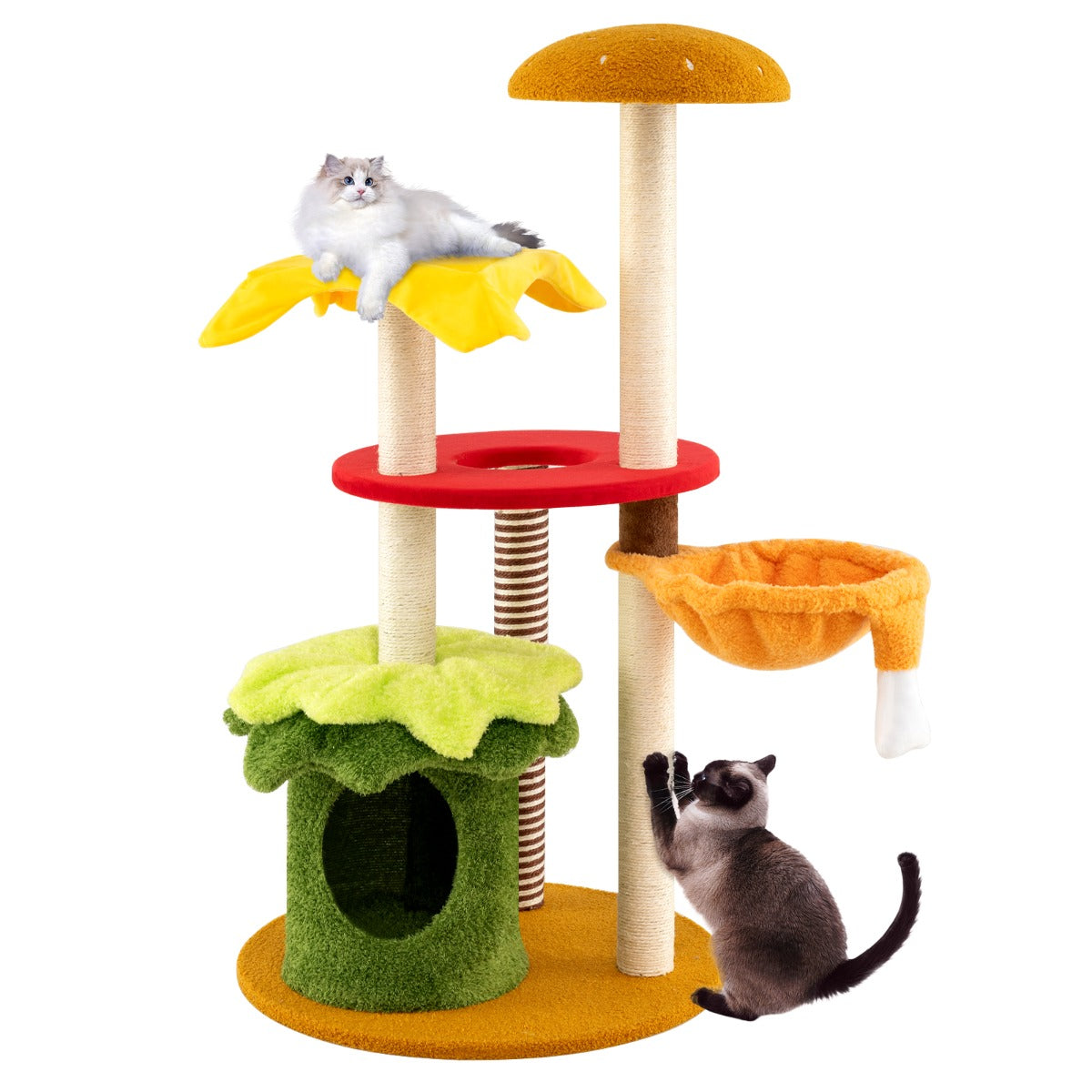 LIVSK Hamburger - geïnspireerde Kattenboom - Creatief Ontwerp - Meerdere Rustplaatsen - Krabplanken - Comfortabele Ligervaring