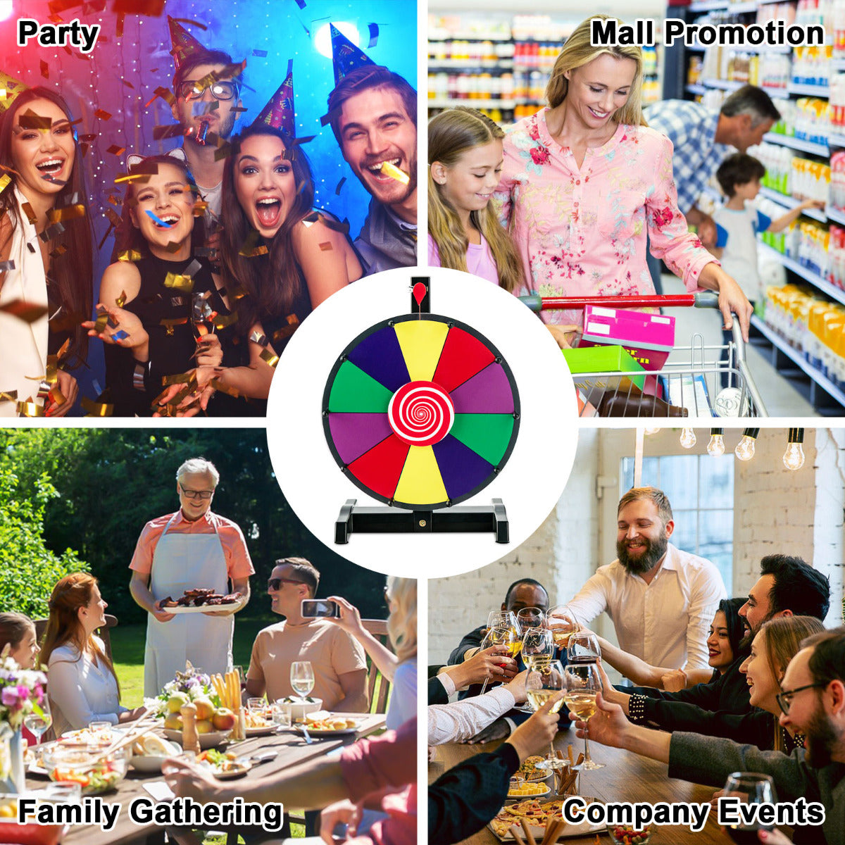 LIVSK Gelukswiel met Markeerstift - Antislip Zuignap - Klikgeluid - Voor Feesten en Spellen - 38/30 cm - Veelkleurig