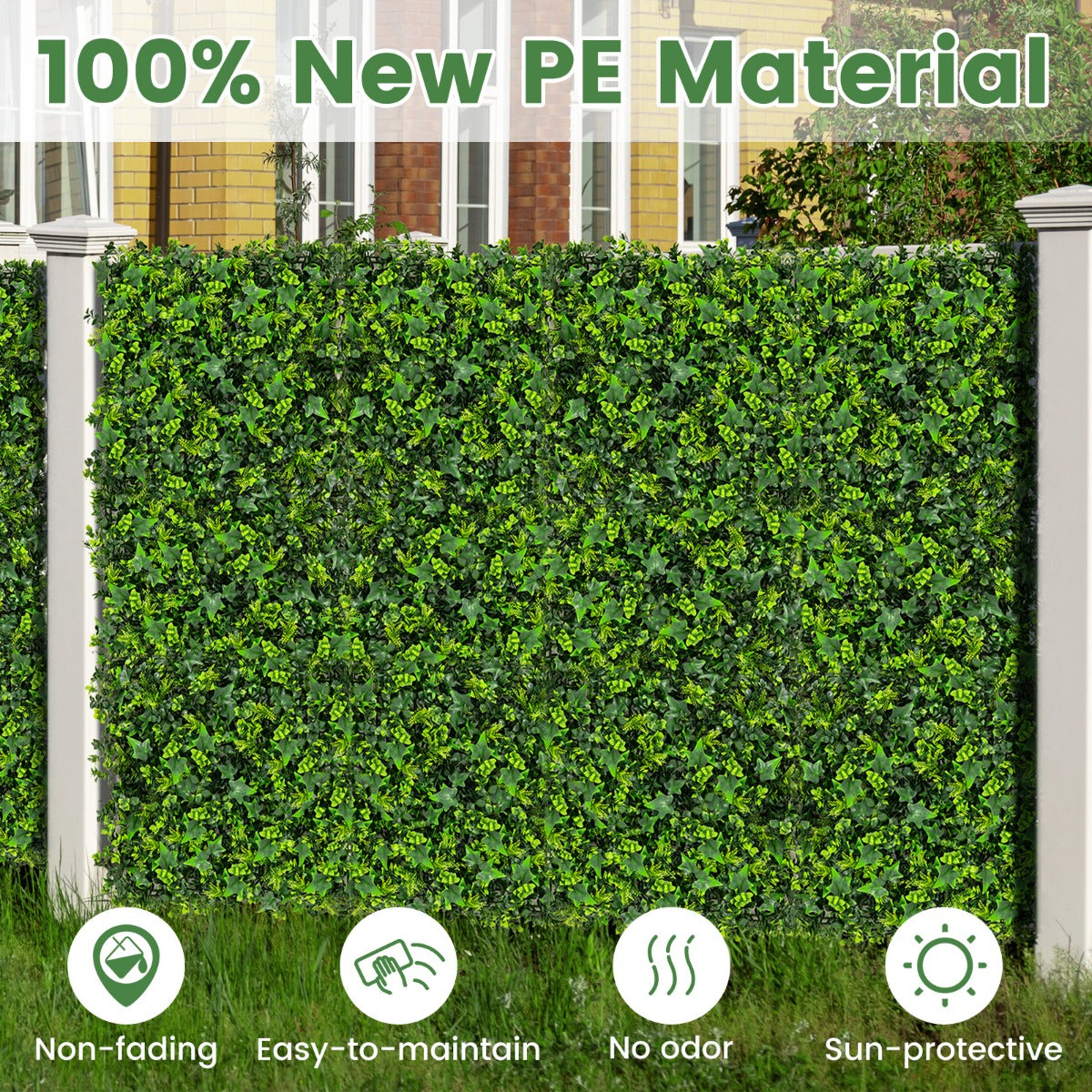 Livsk costway 12 kunstgras wandpanelen 50 x 50 cm kunst gebladerte panelen muur achtergrond binnen en buiten nep groene planten 4